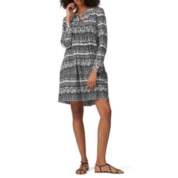Thakoon Collection Womens Paisley Mini Dress 6 Black Long Sleeve V Neck Pullover - Picture 1 of 12